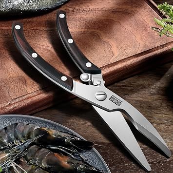 HOSHANHO Kitchen Scissors Heavy Duty, Sharp Kitchen Shears for Poultry | Stainless Steel Kitchen Scissors with Non-Slip Handle & Safety Lock, All Purpose Cooking Scissors for MeatTurkeyVegetables