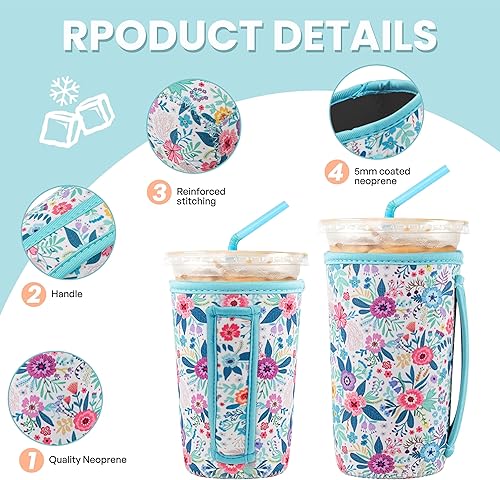 Miniatura 4 de 3 fundas reutilizables de café helado para tazas de café helado o bebidas, fundas aislantes de neopreno reutilizables para bebidas calientes y frías