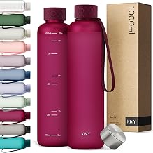 KIVY Tritan Water Bottle 1 L - Leakproof & Sparkling Water Bottle - Sports Bottle, School & Office - Sports Water Bottle - 1 L - Dishwasher Safe - BPA Free - Red