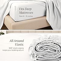 Vista 7 de Bare Home 100% Organic Cotton Sateen Fitted Sheet - Smooth Sateen Weave - Breathable & Cooling - Hotel Luxury - Durable Fitted Sheet - Deep Pocket