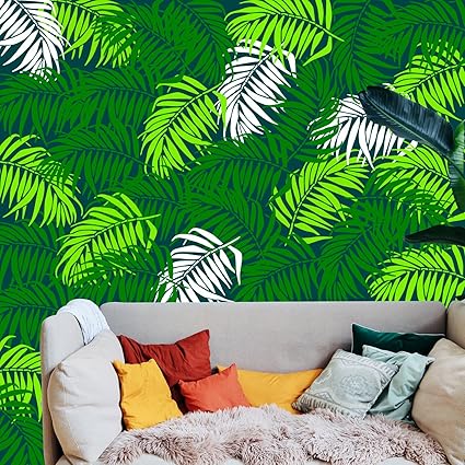 2 Pack 12 x 16 Inch Large Leaf Stencils for Painting on Walls, Reusable Palm Leaf Stencils, Large Tropical Jungle Plant Leaf Stencil Giant Wall Stencils for Furniture Canvas Wood Home Wall Decor