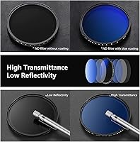 Vista 5 de NEEWER Filtro ND Variable de 46mm ND2-ND400 (1-9 Paradas), Filtro de Densidad Neutra, Recubrimientos Múltiples, Resistente al Agua y a los Arañazos