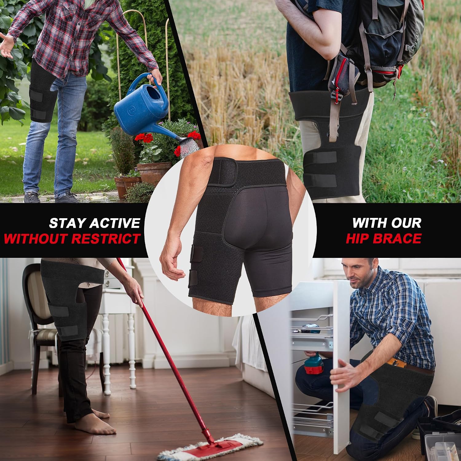 SPOTBRACE Hip Brace for Sciatica Pain Relief,Hamstring Compression Wrap for Sciatic Nerve, Pulled Thigh, Hip Flexor Strain, Groin Injury, Muscle Recovery, Mobility for Men, Women