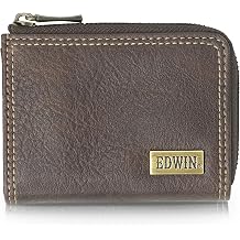 Edwin Mens Coin Purse, Metal Plate, Grain Leather, Card Storage, Coin Storage, Small, Compact