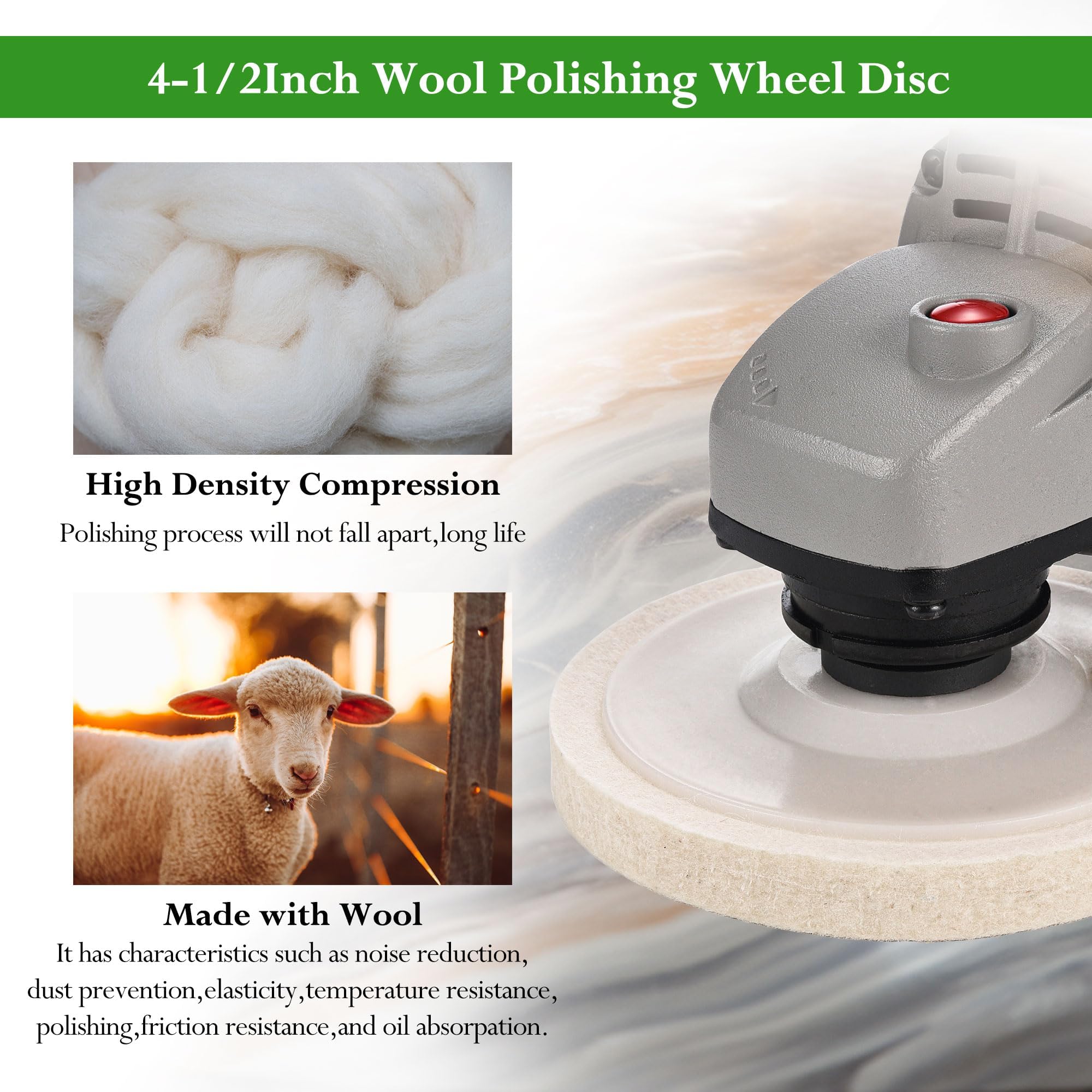 Duokon Polishing Buffing Wheel 1PC 100x25mm 4 Beige Polishing Buffing Grinding Round Wheel Wool Soft Felt Polisher Disc Pad I5386289813 S32259294938 - View #8