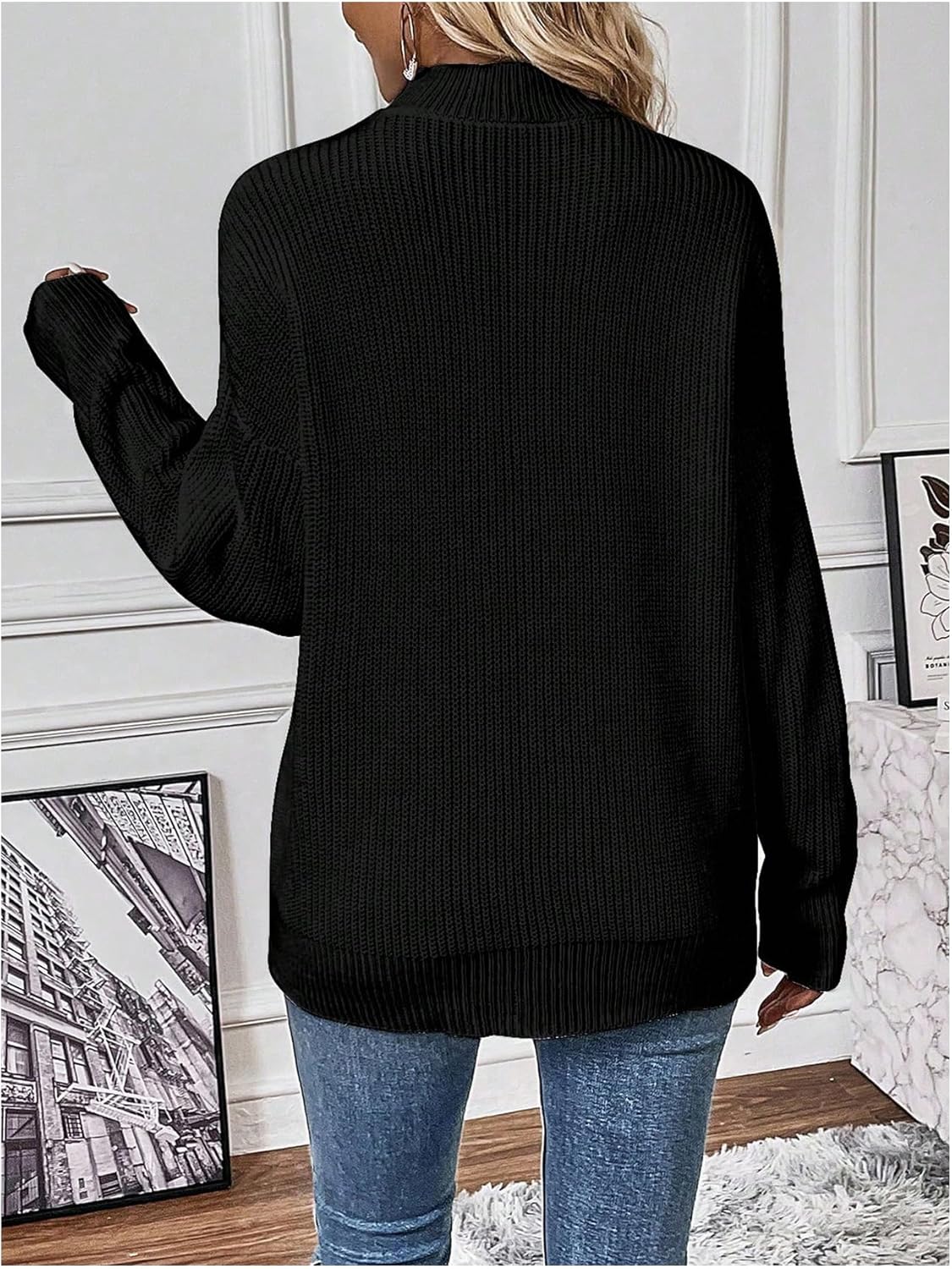 GORGLITTER Kadınlar İçin Dekolteli, Bol Kesim, Hafif, V Yaka, Uzun Kollu, Seksi ve Trend 2025 Sonbahar Kazak Üstler