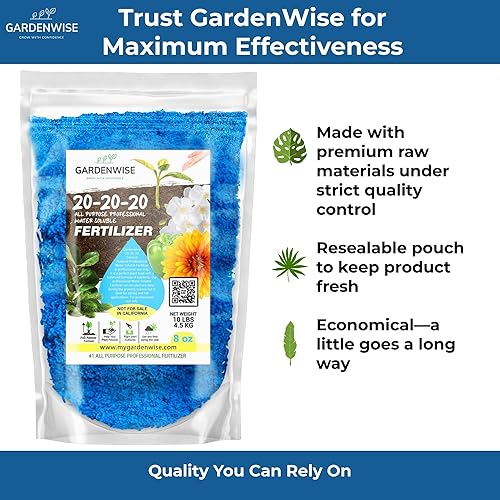 Miniatura 7 de Gardenwise 20-20-20 Fertilizante soluble en agua multiusos, alimentos vegetales, promueve el crecimiento de la biomasa y el color vibrante de las