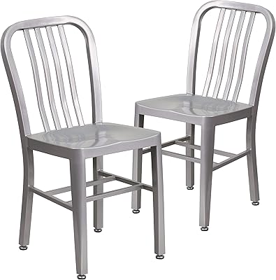 Amazon Com Metal Dining Chairs Set Of 4 Indoor Outdoor Chairs Patio Chairs 18 Inch Seat Height Metal Restaurant Chair Stackable Chair 330lbs Weight Capacity Kitchen Chairs Tolix Side Bar Chairs Furniture