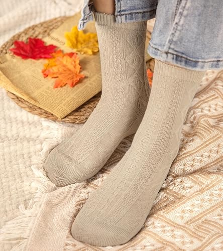 Vista 5 de Justay 6 pares de calcetines de punto suave para mujer, calcetines cómodos de algodón para mujer, regalos