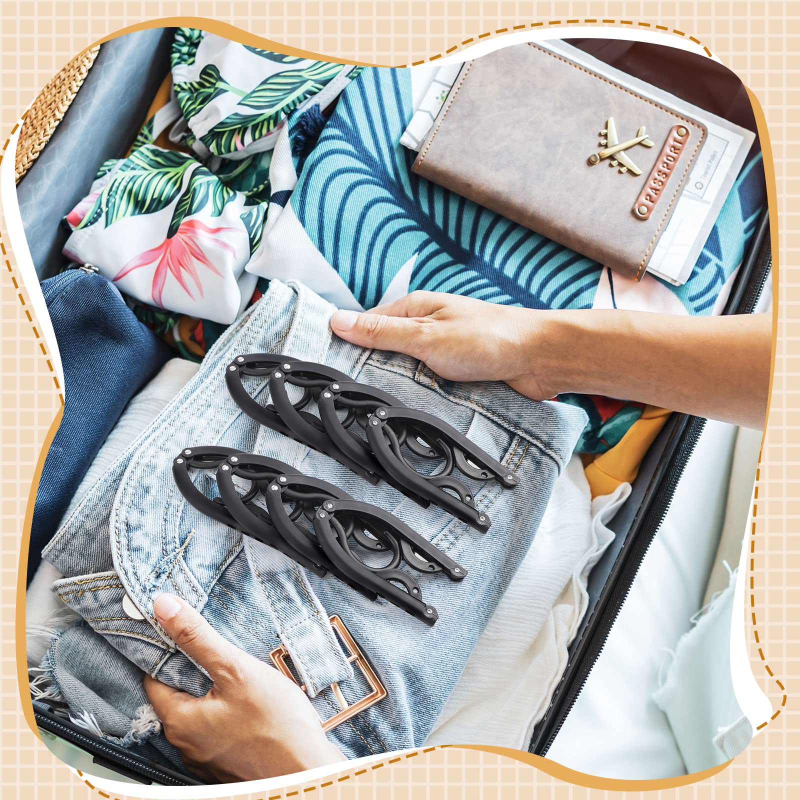 40 Stück faltbare Reise-Kleiderbügel, Kunststoff, faltbar, bunt, tragbare Kleiderbügel für Reisezubehör, Schlafsaal, Schule, Hotel, Frauen, Wäschemantel, Tasche zum Trocknen (schwarz)