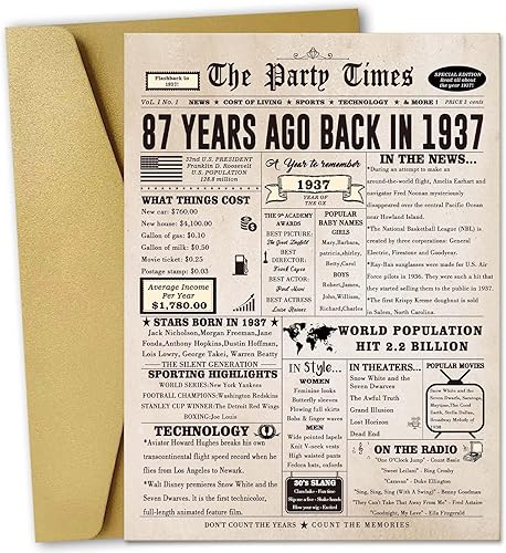 Zyulin Tarjeta de cumpleaños número 87, divertidos regalos de cumpleaños 87 para mujeres y hombres, decoraciones únicas de cumpleaños de 87 años,