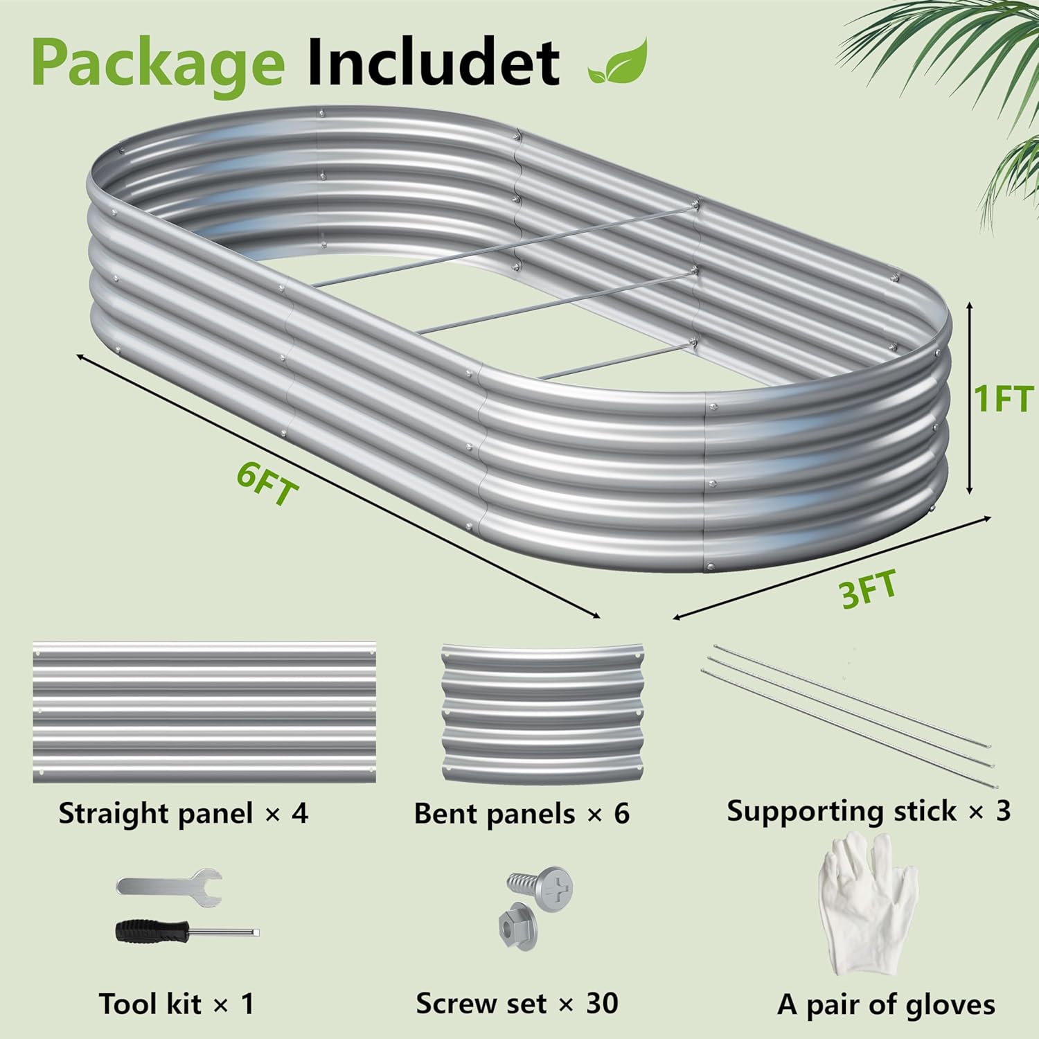 2PCS 6x3x1ft Galvanized Metal Raised Garden Bed Kit,Outdoor Planter Box Vegetables,Flowers,Herbs Durable Rust-Resistant Patio Gardening Beds