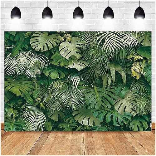 Telones de fondo de fotografía con diseño de hojas verdes tropicales, 7 x 5 pies, vinilo para boda, despedida de soltera, decoración de fiesta para
