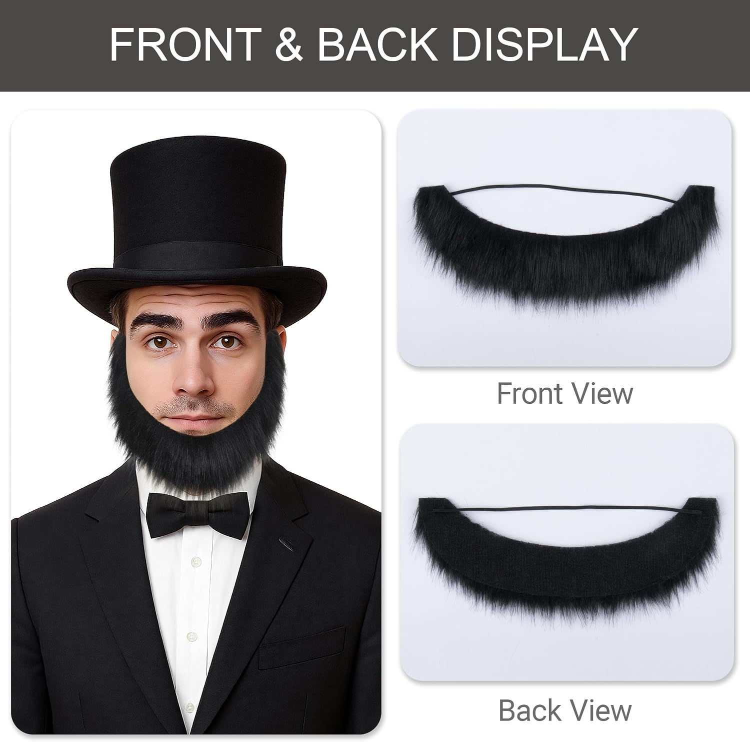Yan Dream Men Chin Curtain Beard Fake Chinstrap Beard False Costume Facial Hair Historic Presidential Beard