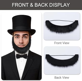 Yan Dream Men Chin Curtain Beard Fake Chinstrap Beard False Costume Facial Hair Historic Presidential Beard