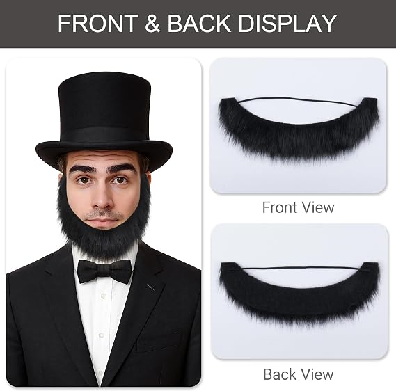Yan Dream Men Chin Curtain Beard Fake Chinstrap Beard False Costume Facial Hair Historic Presidential Beard