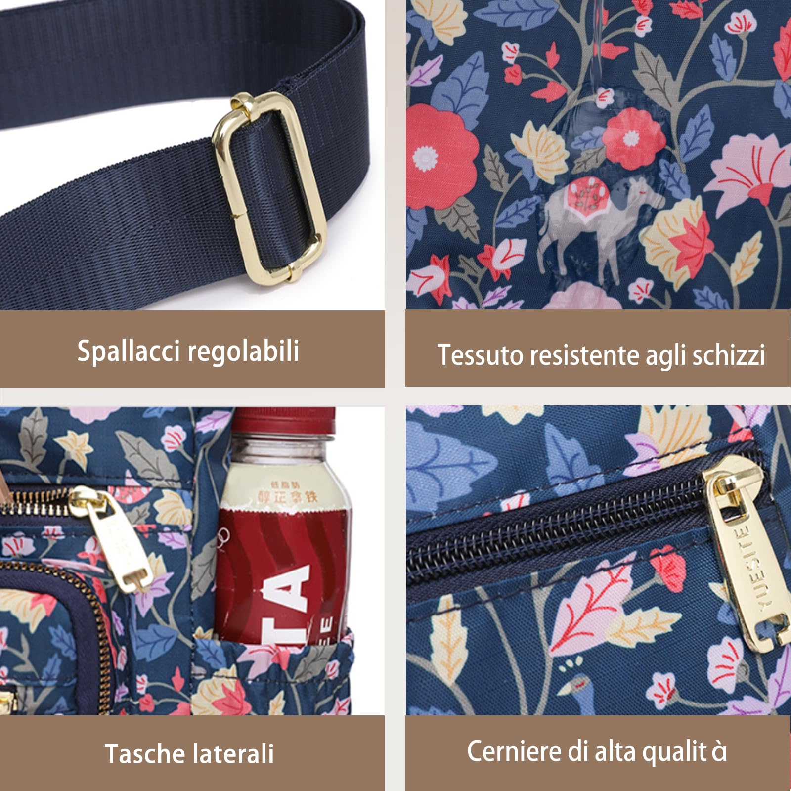 CORIOS Borse Messenger da Donna in Nylon Stampa Bohemien Borsa a Tracolla Borsa a Mano con Fibbia Regolabile Stile Boho Borsa a Spalla Retro Tote per Vacanza Spiaggia Viaggio Coda di Fenice Nera