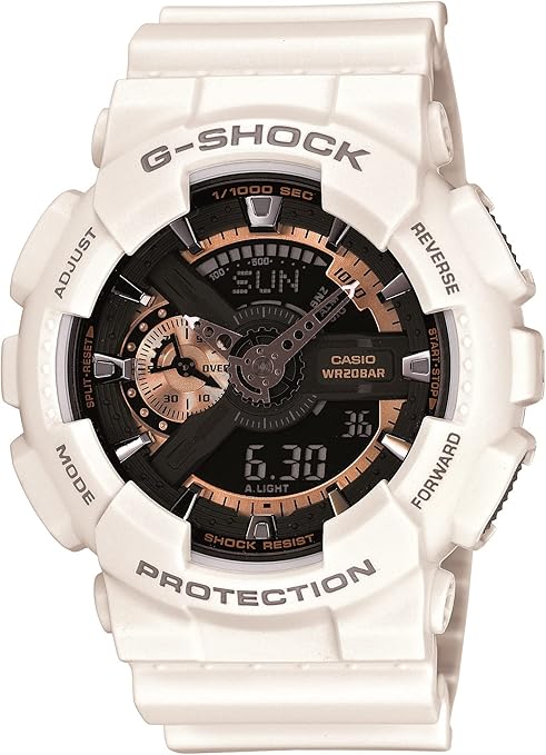 Casio Men's XL Series G-Shock Quartz 200M WR Shock Resistant Resin Color:  White with Rose Gold Accents (Model GA-110RG-7ACR) : Amazon.co.uk: Watches