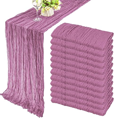 Miniatura 30 de Paquete de 12 Caminos de Mesa de Estopilla de 10 Pies 35x120 Pulgadas Camino de Mesa de Gasa Boho Estopilla Rústica Caminos de Mesa Largos Azul