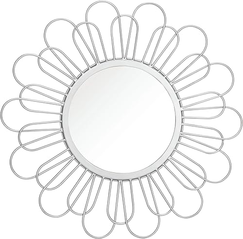 SAFAVIEH Home Lorence Silver Flower - Espejo decorativo (23.0 in)