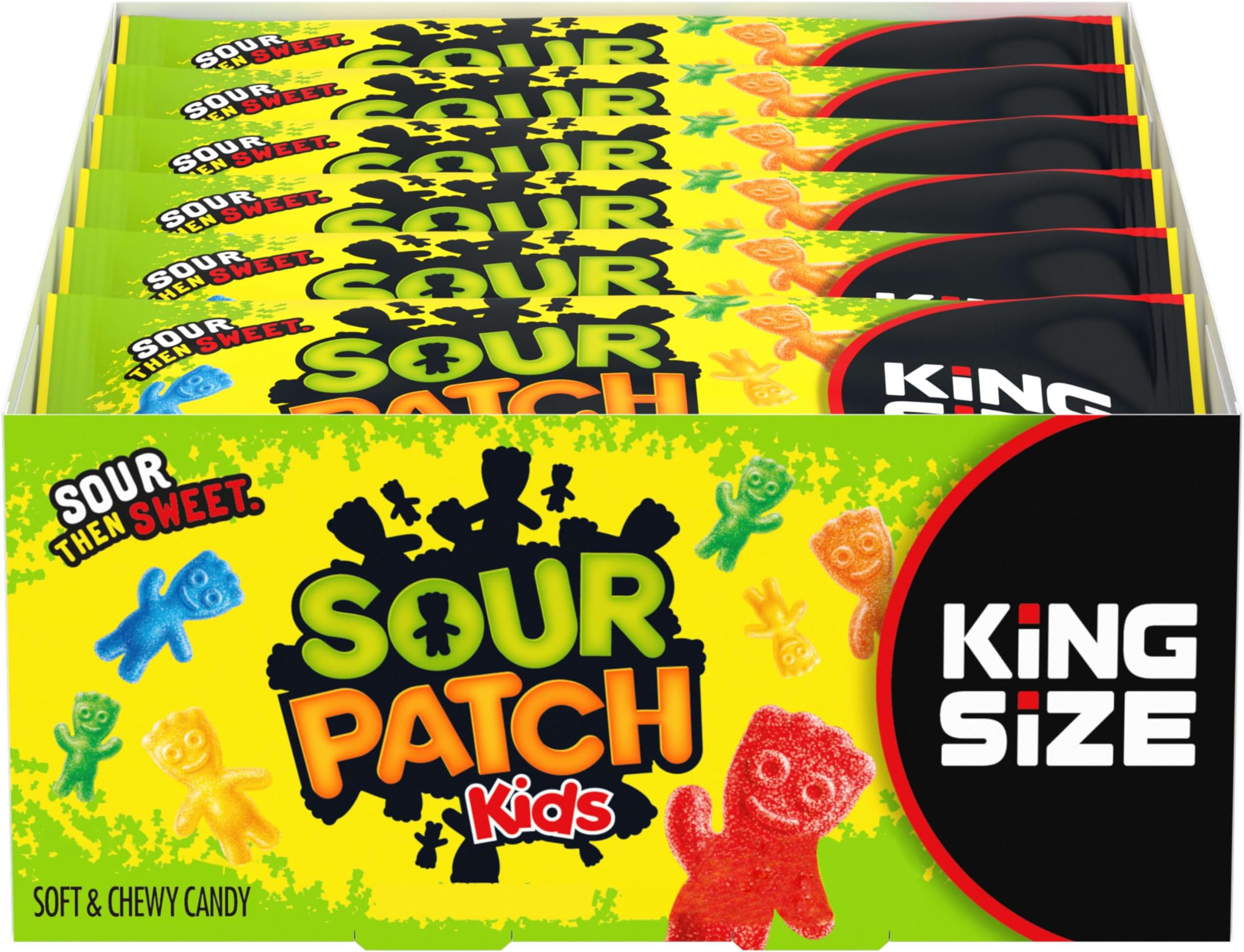 SOUR PATCH KIDS Soft & Chewy Gummy Candy, King Size, Bulk Candy, 18 - 3.4 oz Bags