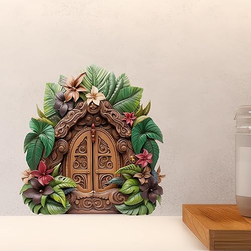 Miniatura 4 de Casa del jardín de la selva polinesia - Adhesivo de pared 3D de puerta de hadas