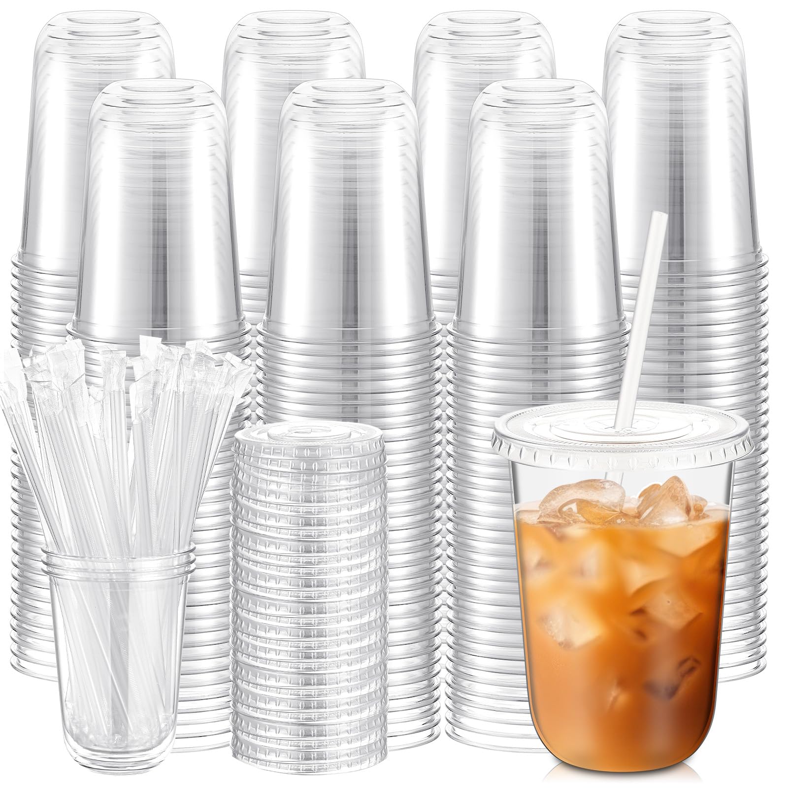 Ziliny 50 Sets 16oz Clear Plastic Cups with Lids and Straws Disposable Cups — Amazon image 20