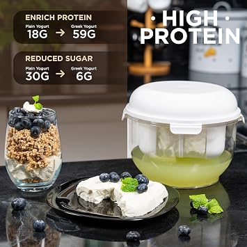 Yomate-Greek Yogurt Maker with Fine Mesh Strainer, Removable Pressure Plate, used as Storage Container with Lidyogurt strainer also Perfect for Making Paneer, Kefir, Tofu, Cheese,and More.