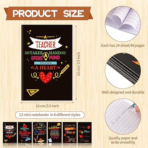 Miniatura 10 de Juego de 24 piezas de regalo de agradecimiento al profesor, 12 cuadernos motivacionales para profesores, 12 bolígrafos inspiradores, regalo de