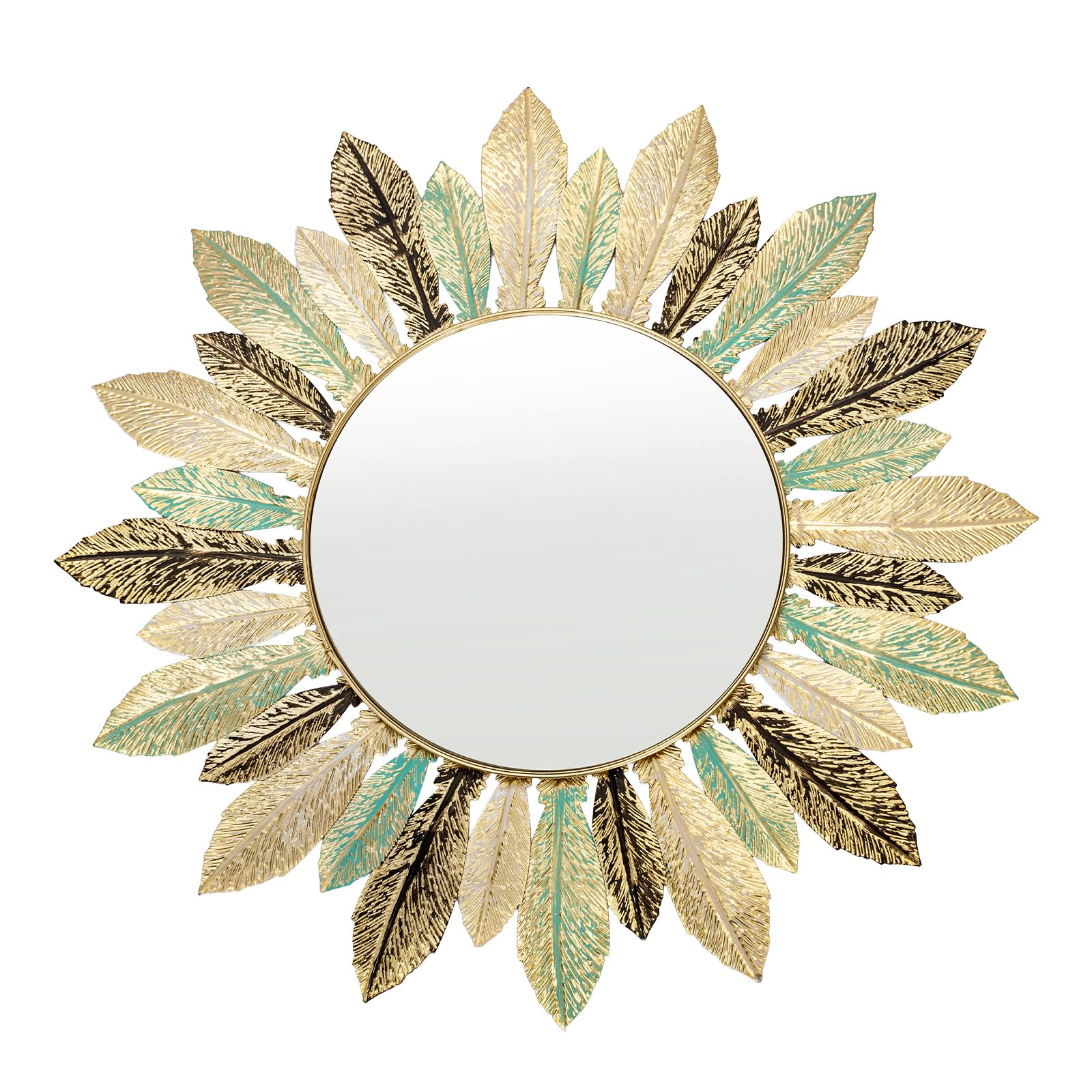 SUNNYNEST Rustic Sunburst Wall Mirror 40 cm, Boho Farmhouse Wooden Wall Mirror Decor with Solid Wood Frame, Round Decorative Mirror for Bedroom Living Room Entryway Hallway Fireplace Wall Decor