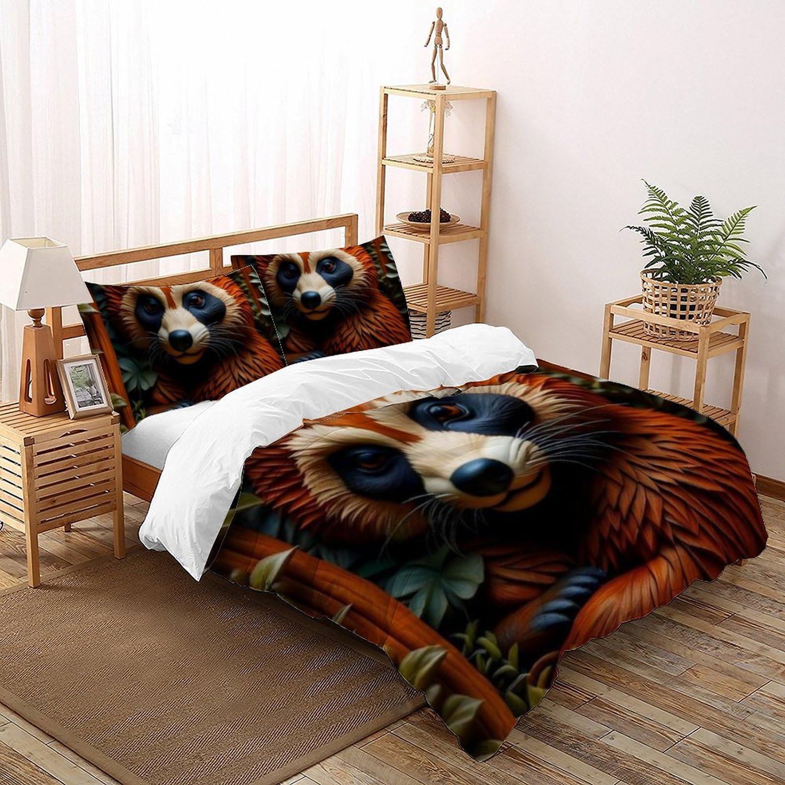 Housse de couette raton laveur jaune zippée pour lit super king 260x220