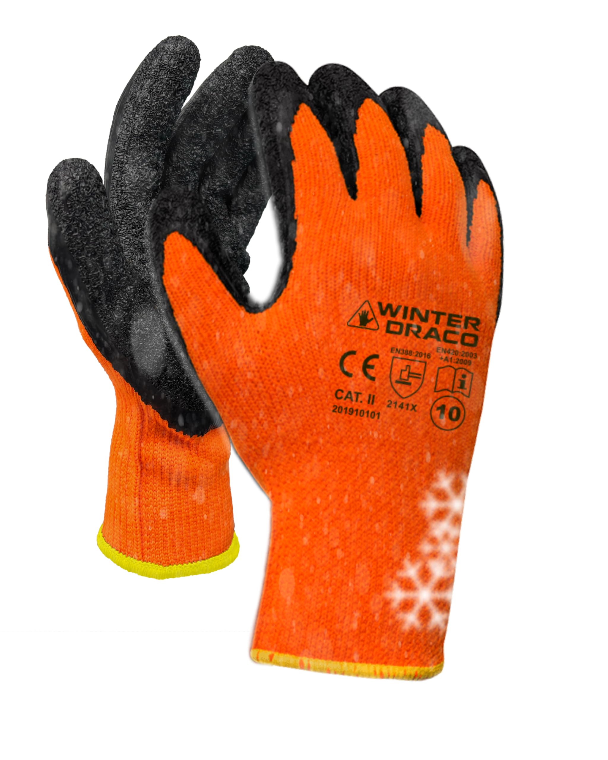 Trevendo Gants d'hiver 24 paires - gants isolants avec revêtement en latex - protection contre le froid - gants de sécurité - gants de travail - temps froid - utilisation polyvalente - taille 9