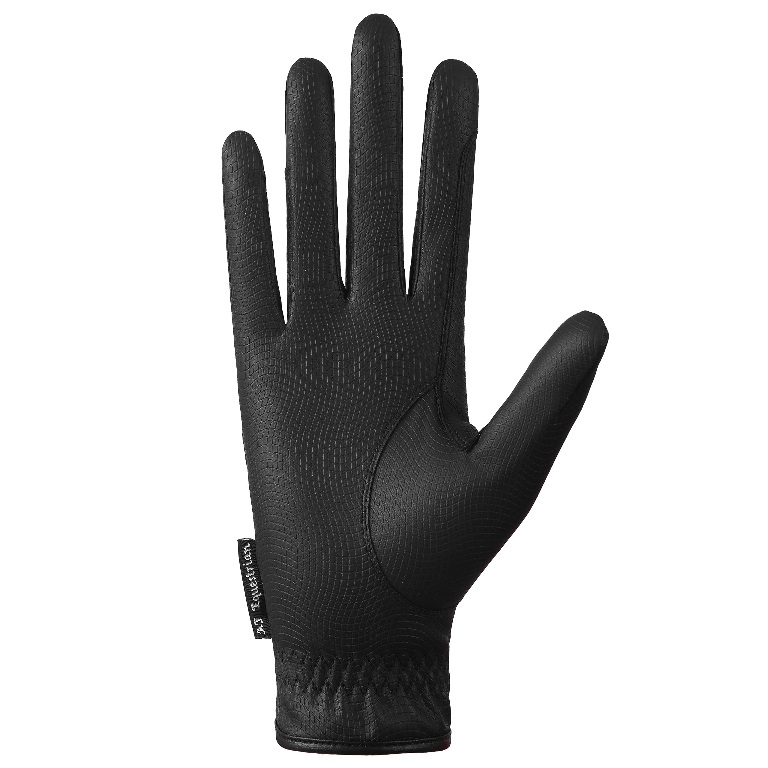 Gants d'équitation en cuir synthétique pour femme Noir