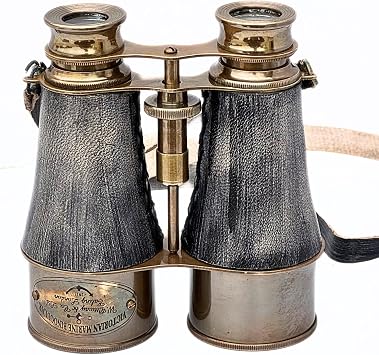 collectiblesBuy Antique Marine Victorian Binoculars Handmade Buffed Leather Cover Belt, 6 inches, Brass