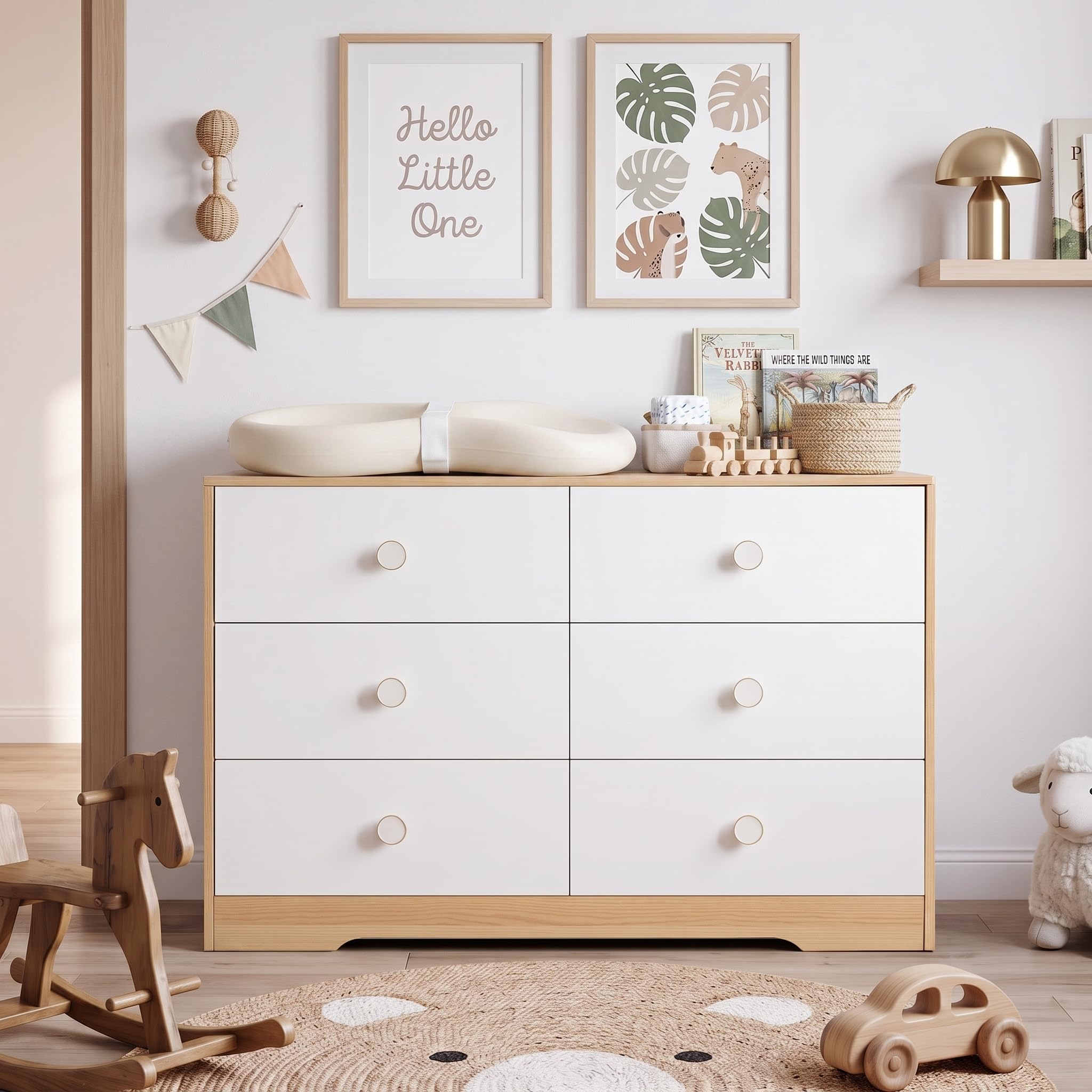 White Baby Dresser for Nursery Bedroom, 6 Drawer Organizer for Closet
