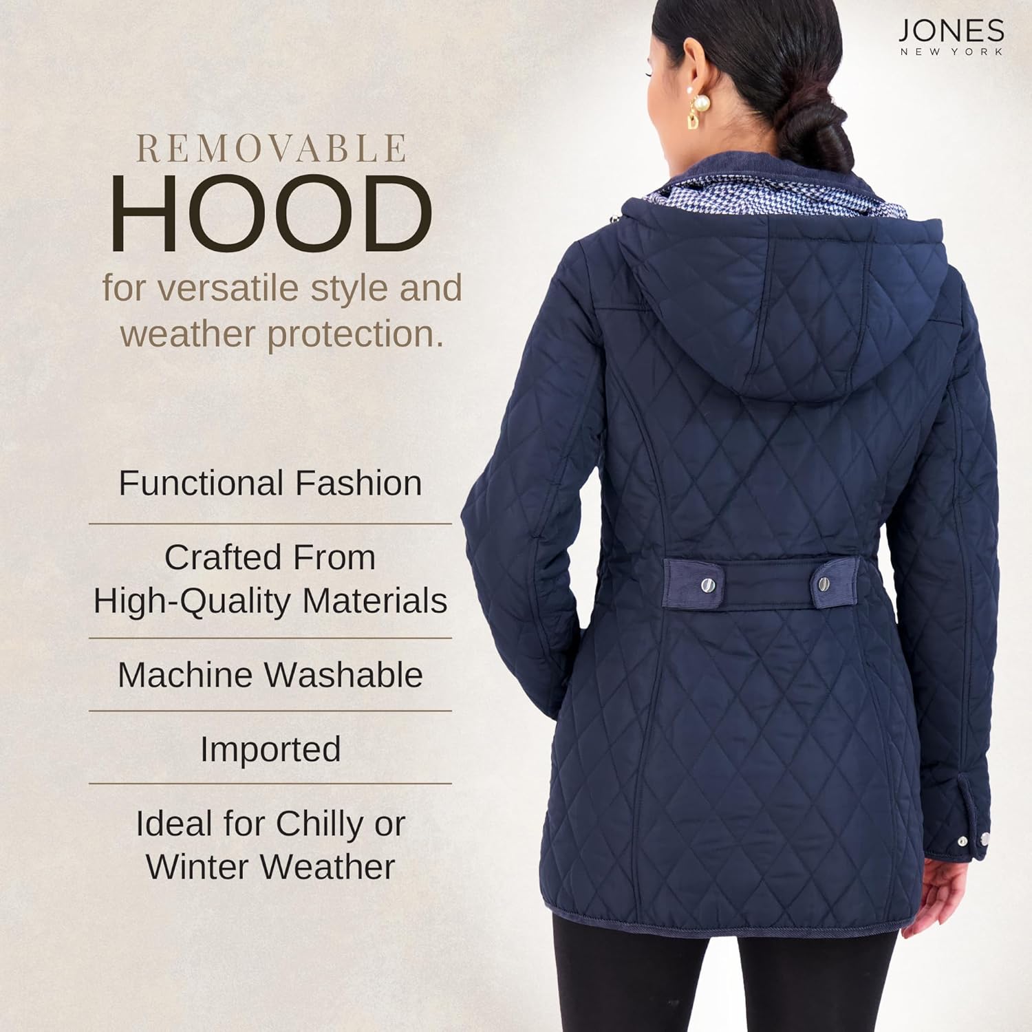 New York Coat Women's Jones NY Quilted Jacket For Women Water