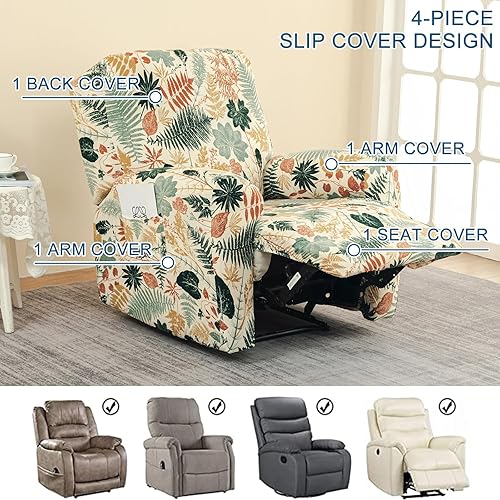 Vista 48 de Eco-Ancheng Fundas reclinables de 4 piezas, fundas para sillas reclinables, fundas elásticas para sofá reclinable, fundas ajustables antideslizantes