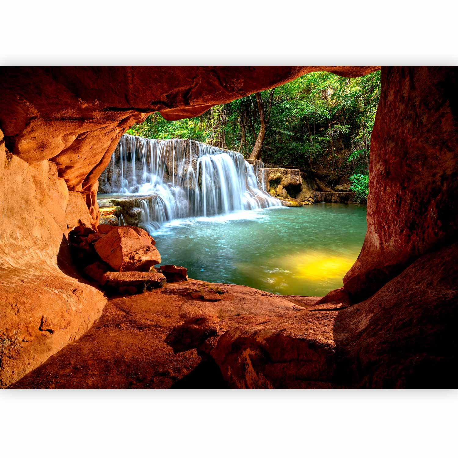 murando Fototapete selbstklebend Steine 147x105cm Foto Tapete Tapetenfolie Möbelfolie Wandverkleidung Wandtapete Motivtapeten Bildtapete Wohnzimmer 3d Effekt Modern Landschaft Natur Wasserfall