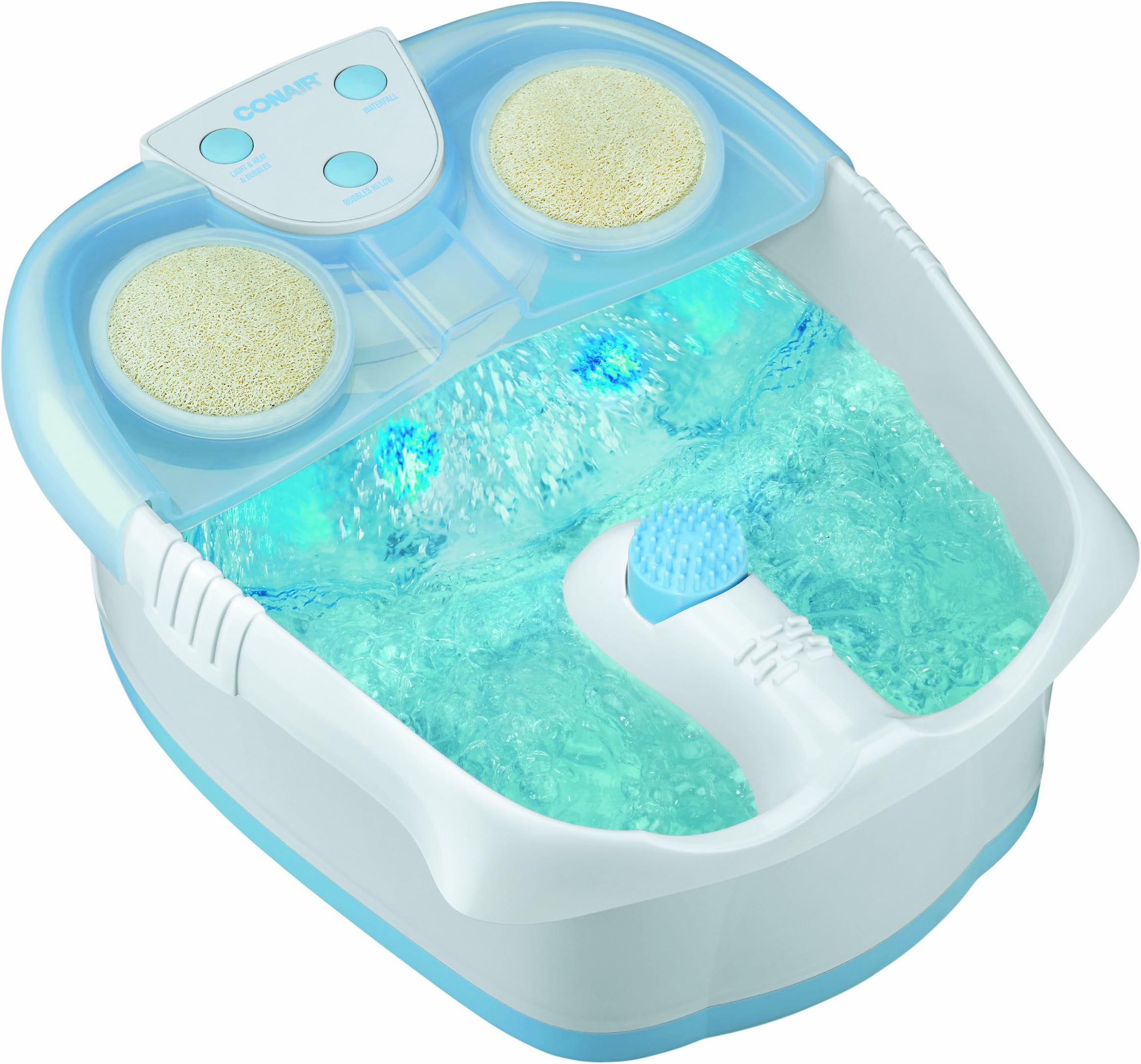 True Glow by Conair Foot Spa with Bubbles and Lights, White/Blue