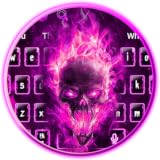 HD images Fire Pink Skull Keyboard Theme