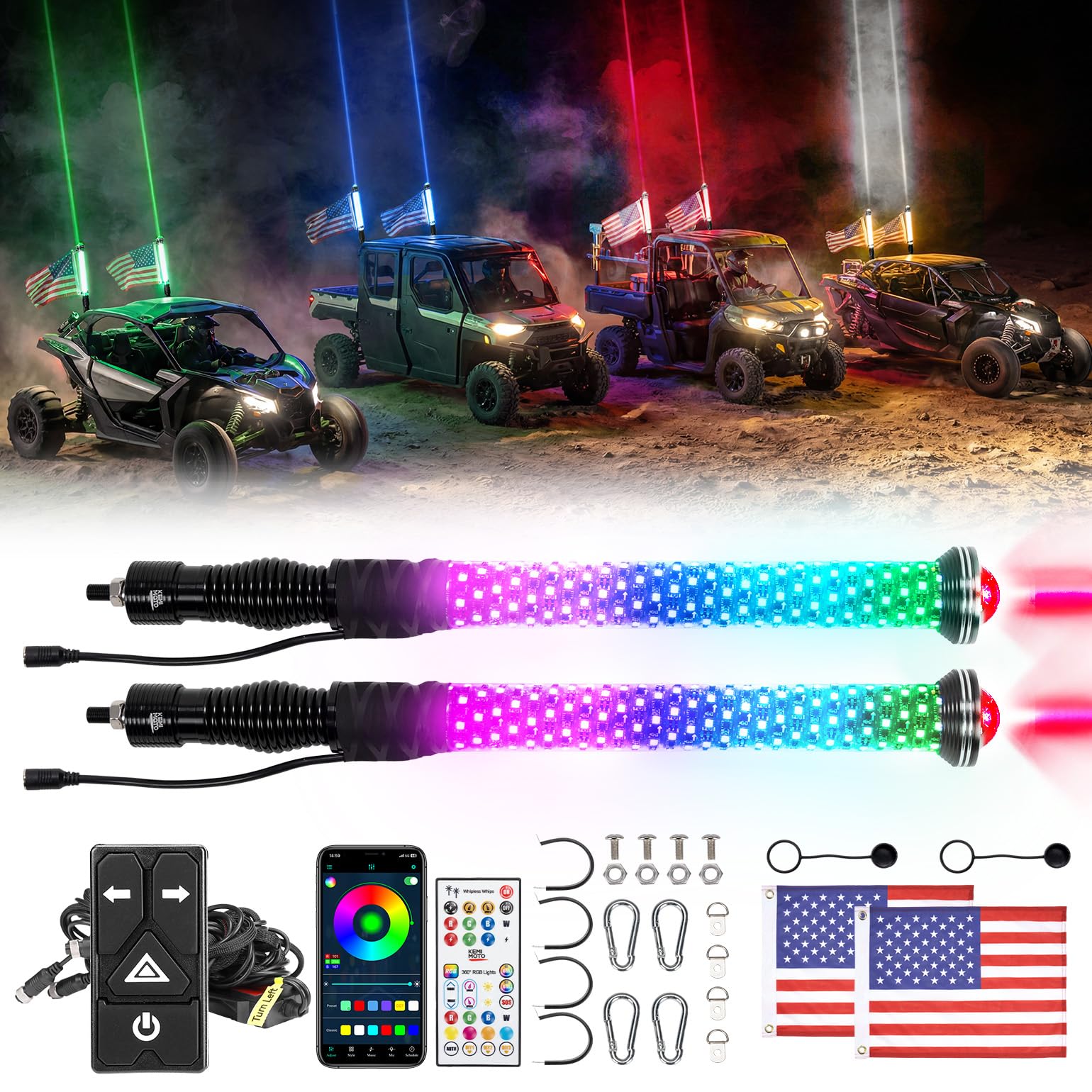 Photo 1 of KEMIMOTO 2ft 2-in-1 LED Whip Lights