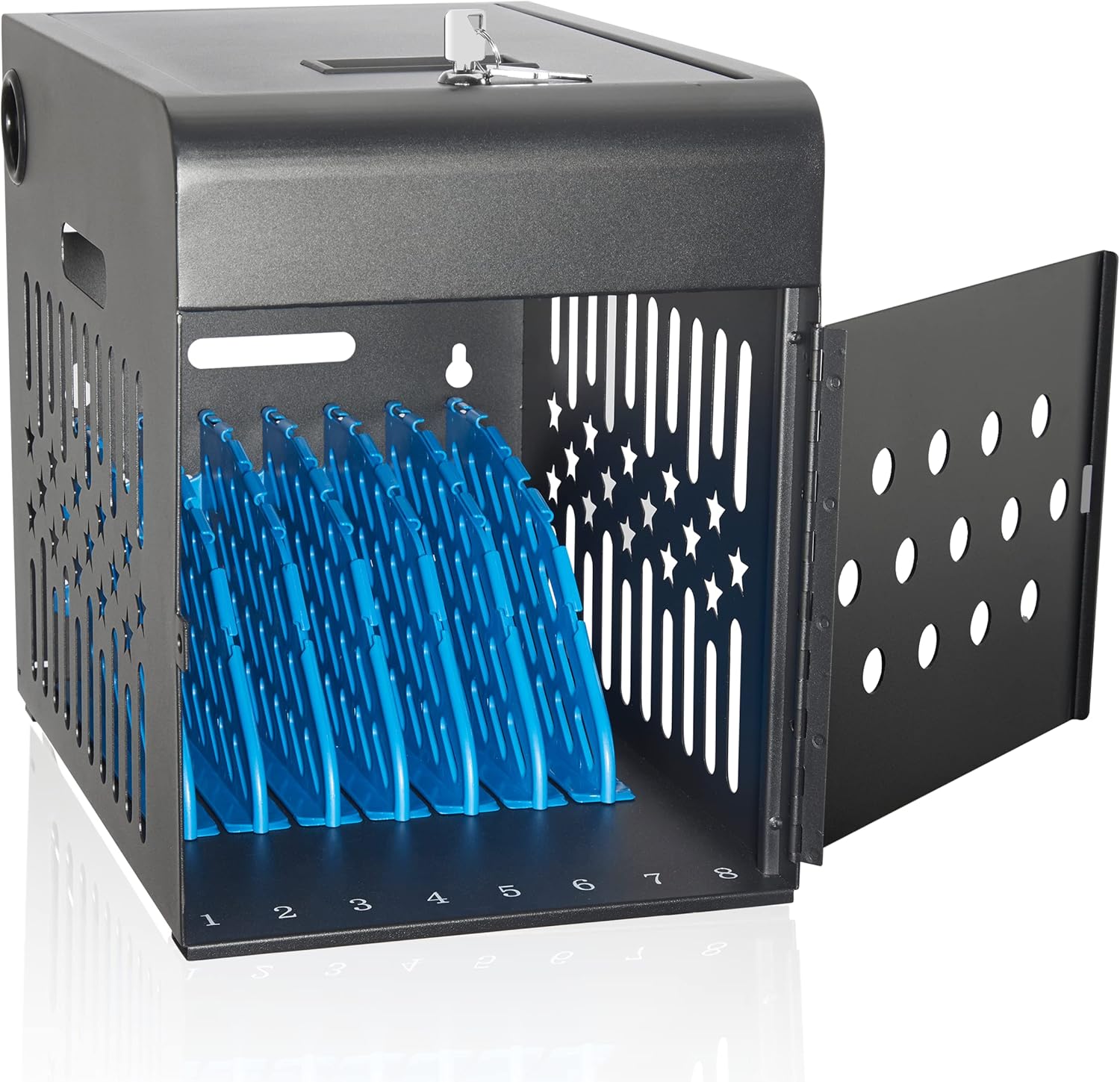 Metateel 8 Tablet Charging Station Lock Box Fits 14" Screen, Steel