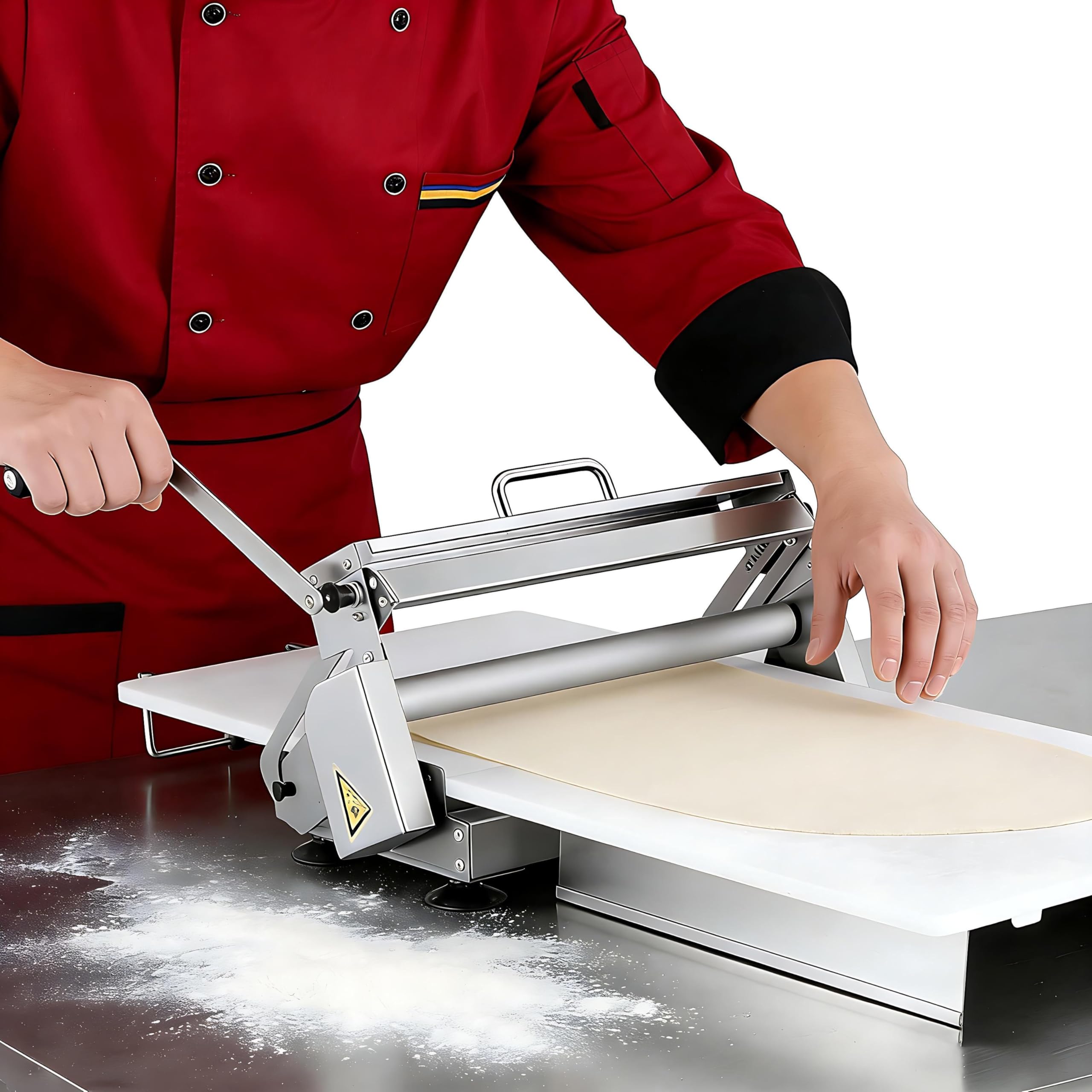 Macchina per sfogliare l'impasto, rullo manuale per pasta con bordo in acciaio inossidabile, 55 spessori regolabili, grado commerciale, 103,9 x 39,4 cm, perfetta per cottura professionale