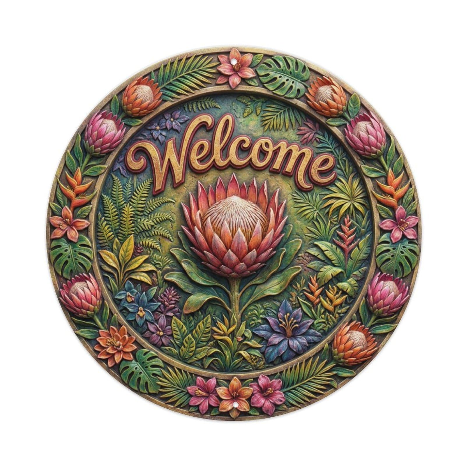 Tgrcjimh Style Metal Tin Sign Protea Flower Welcome Exotic Bloom