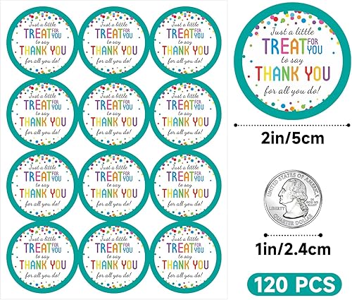 Miniatura 2 de Anwyll Calcomanías con texto en inglés "Thank You for All You Do" (Thank You for All You Do), 120 unidades de puntos coloridos en línea, sobres de