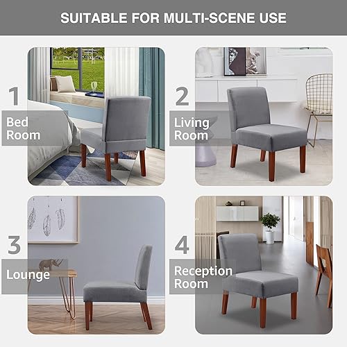 Miniatura 5 de VITOVMA Juego de 2 sillas decorativas de tela cómodas sillas sin brazos silla lateral esquinera con mesa para sala de estar dormitorio oficina