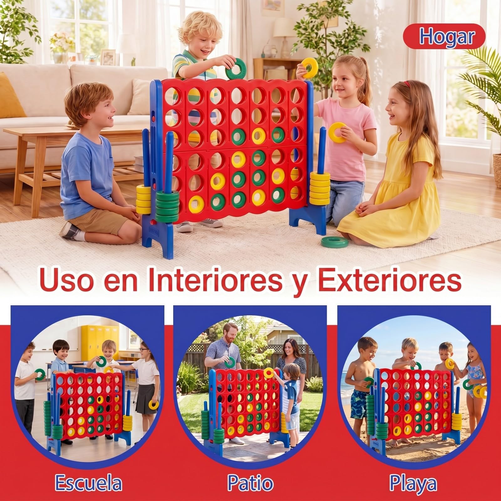 COSTWAY Juego de Match Juego de Aritmético y Educación con 42 Anillos Gigantes y Controles Deslizantes para Niños y Adultos (Azul y Rojo)