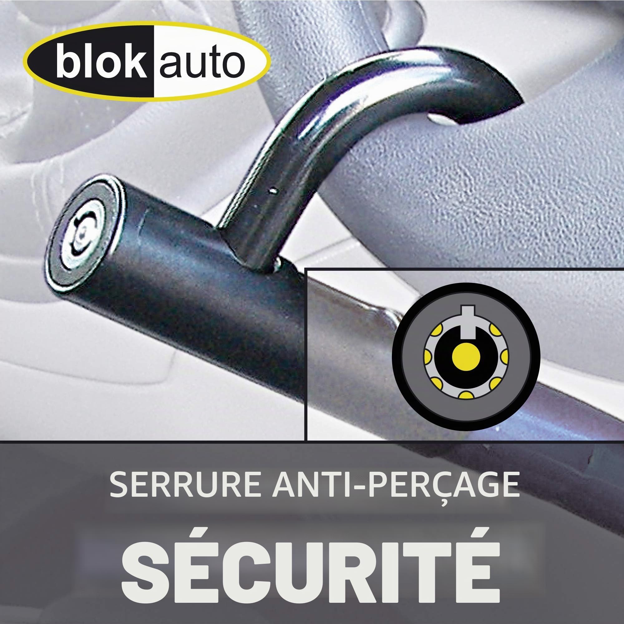 905 Antivol Voiture Volant Pedale Flexible, Câble d'Acier Articulé, Haute Sécurité Réglable, Bloc Canne Barre Anti Vol Clef Universelle pour Bloque Auto, Camping Car, Van, Camionette