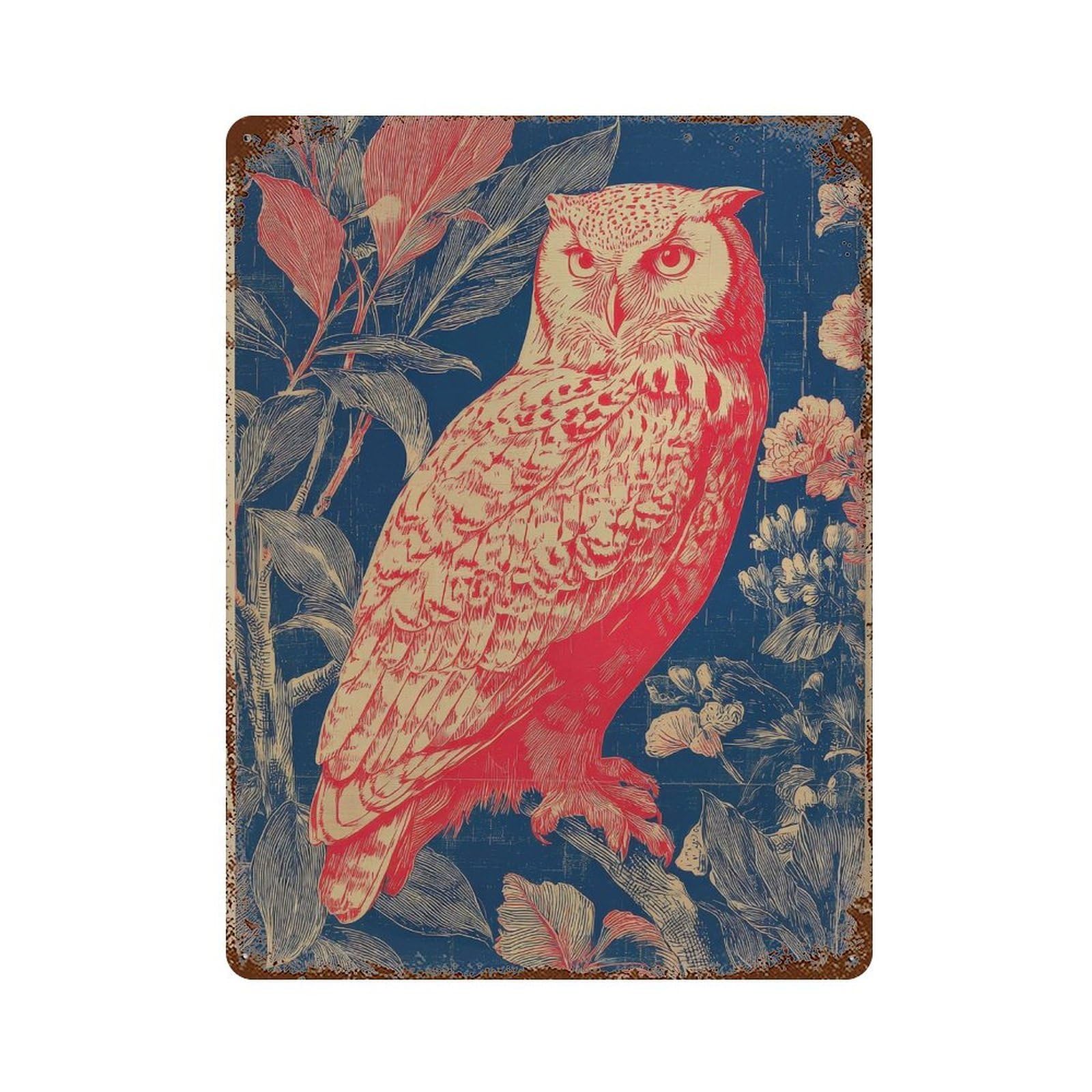 xiaoxiaoshen Owl. Retro Wall Decor Art Metal Tin Poster Modern Home Decor Art Home Bar Shop Decorations Vintage Sign 40x30cm
