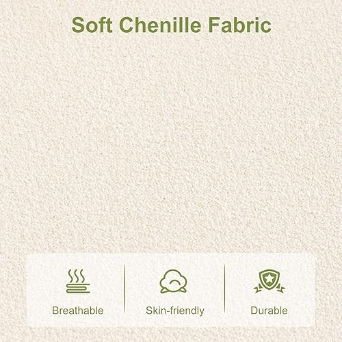 Miniatura 8 de Furniliving Silla de escritorio de felpilla sin brazos con ruedas, silla tapizada de oficina en casa con cojín de doble capa, silla giratoria